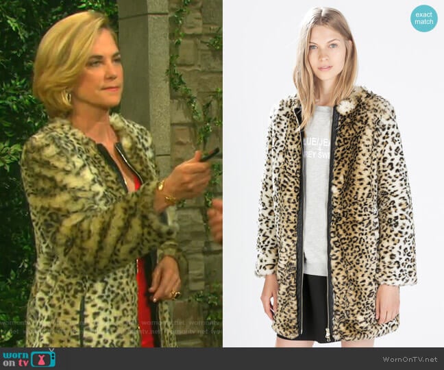 Zara Leopard Print Coat worn by Eve Donovan (Kassie DePaiva) on Days of our Lives
