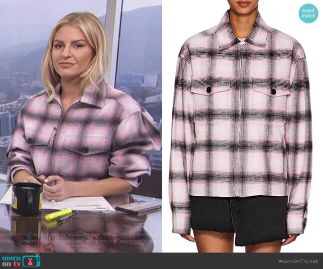 Adaptation Service Plaid Cotton Flannel Jacket worn by Morgan Stewart on E! News