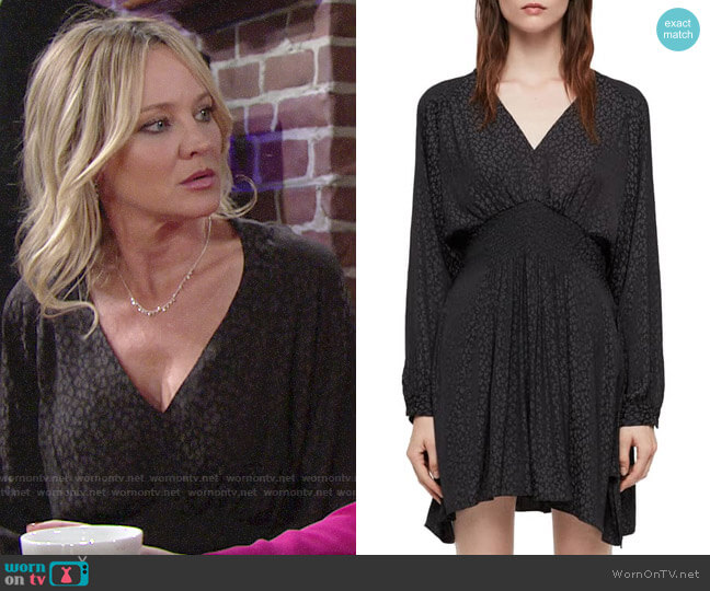 All Saints Nichola Leopard Dress worn by Sharon Newman (Sharon Case) on The Young and the Restless