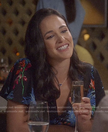 Amy’s black floral dress on Brooklyn Nine-Nine