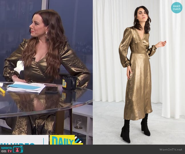 & Other Stories Metallic Satin Midi Dress worn by Melanie Bromley on E! News