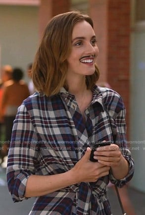 Angie’s tie waist plaid shirtdress on Single Parents