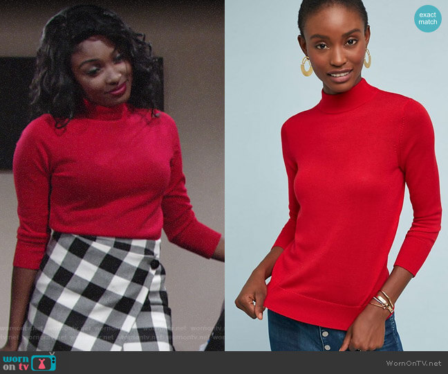 Moth Audrey Mock Neck Knit Pullover worn by Ana Hamilton (Loren Lott) on The Young and the Restless