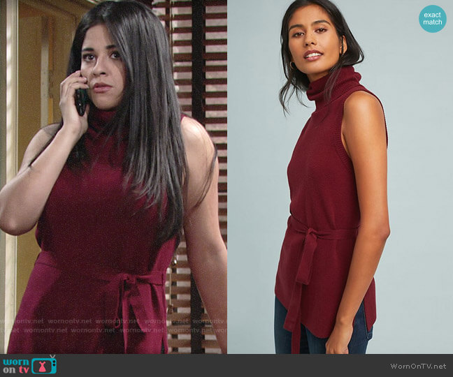 Belted Sleeveless Turtleneck from Anthropologie worn by Mia Rosales (Noemi Gonzalez) on The Young and the Restless