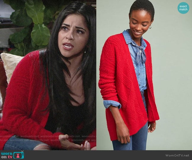Moth Cable Knit Cardigan worn by Mia Rosales (Noemi Gonzalez) on The Young and the Restless