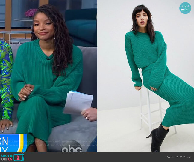ASOS Design Two-Piece Cropped Oversized Sweater in Rib