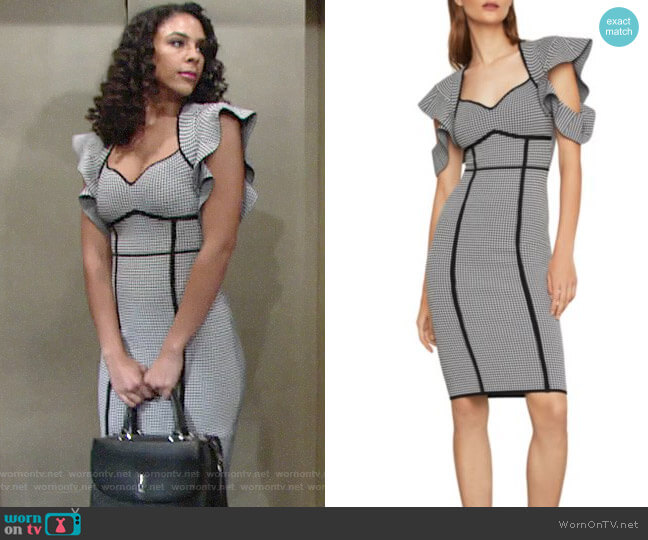 Bcbgmaxazria Houndstooth Jacquard Sheath Dress worn by Kerry Johnson (Alice Hunter) on The Young and the Restless