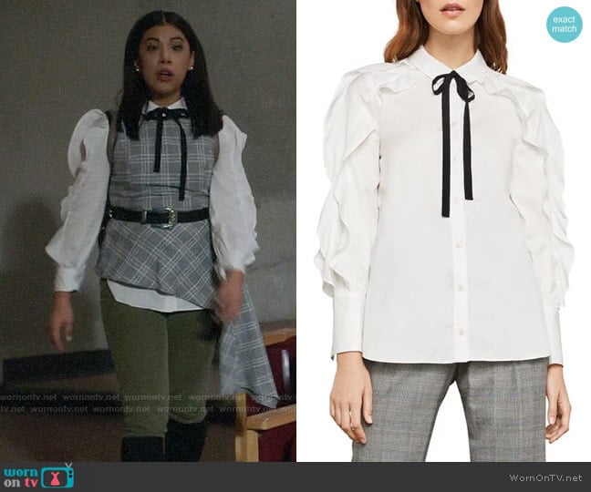 Bcbgmaxazria Ruffle Sleeve Cotton Shirt