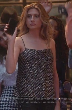 Nomi’s black embellished cami on Grown-ish