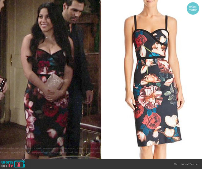 Black Halo Daria Dress in Nocturne worn by Mia Rosales (Noemi Gonzalez) on The Young and the Restless