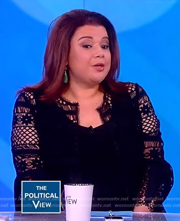 Ana’s black crochet knit jacket on The View