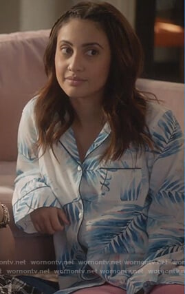 Ana’s palm leaf print pajama top on Grown-ish