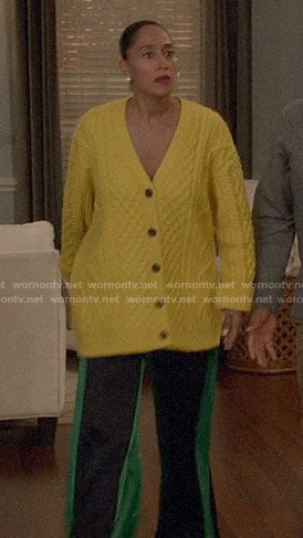 Bo’s yellow cable knit cardigan on Black-ish