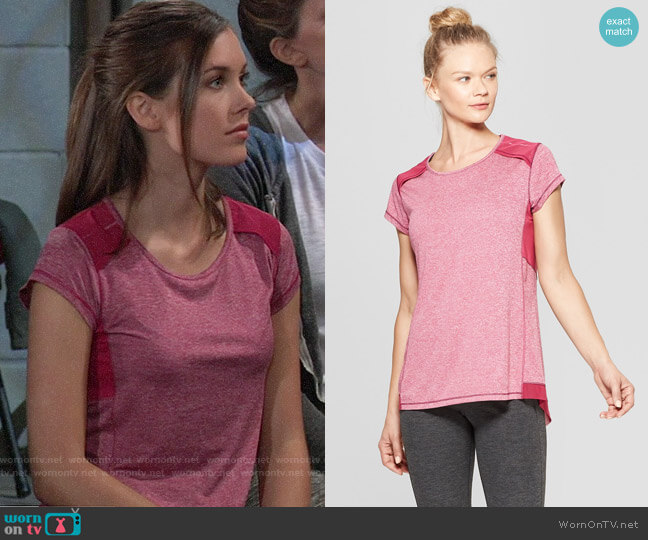 C9 Champion Short Sleeve Run T-Shirt in Berry Purple worn by Willow Tait (Katelyn MacMullen) on General Hospital