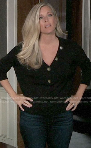 Carly’s black buttoned sweater on General Hospital