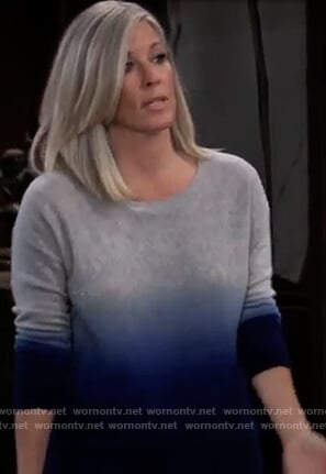 Carly’s blue ombre sweater on General Hospital
