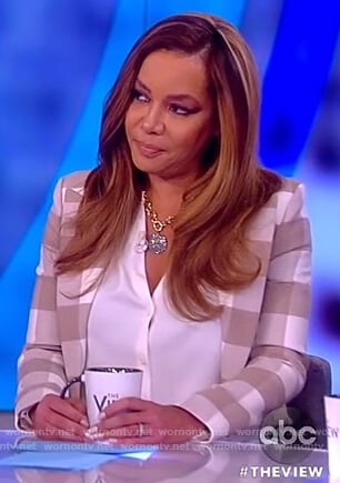 Sunny’s beige checked blazer on The View