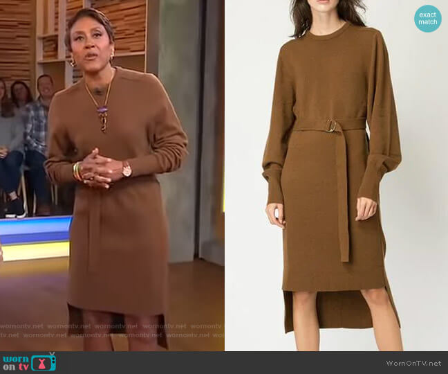 Chole Knit Belted Dress worn by Robin Roberts on Good Morning America