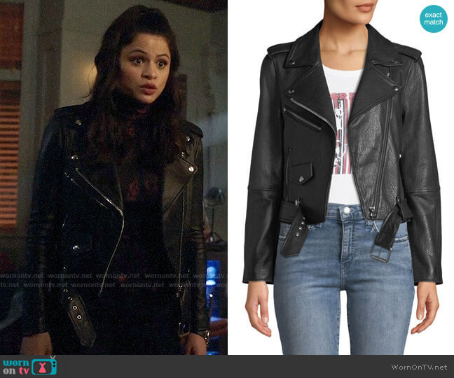 Current/Elliott The Shaina Leather Biker Jacket worn by Mel Vera (Melonie Diaz) on Charmed