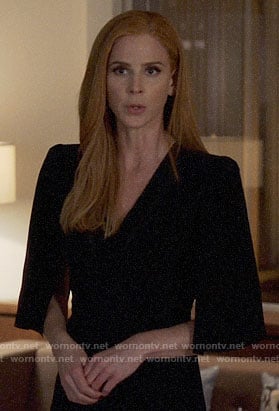 Donna’s black cape sleeve dress on Suits