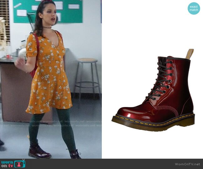 Dr. Martens Vegan Chrome Chukka Boot in Oxblood worn by Amy Santiago (Melissa Fumero) on Brooklyn Nine-Nine