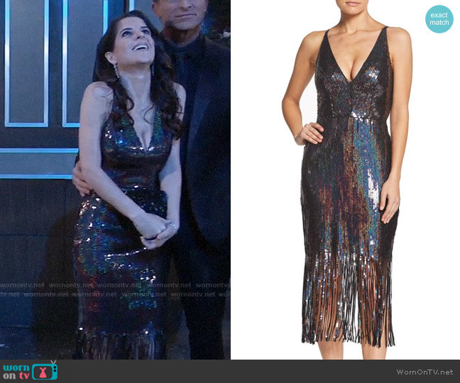 Dress the Population Frankie Dress in Onyx worn by Sam McCall (Kelly Monaco) on General Hospital