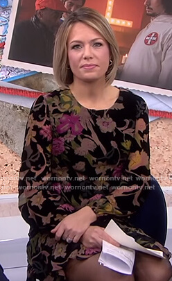Dylan’s black floral velvet dress on Today