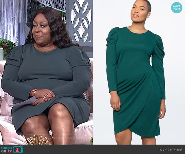 Eloquii Crew Neck Dress with Draped Front worn by Loni Love on The Real
