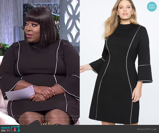 Eloquii Flare Sleeve A-Line Dress worn by Loni Love on The Real