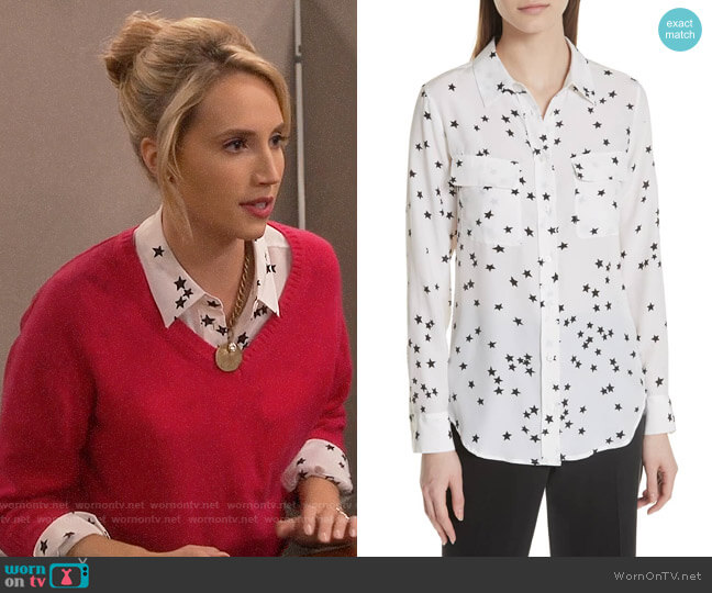 Equipment Starry Night Silk Shirt worn by Mandy Baxter (Molly McCook) on Last Man Standing