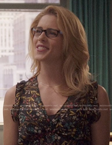 Felicity’s floral v-neck top on Arrow