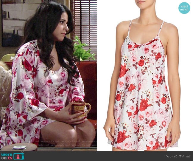 Flora Nikrooz Alejandra Floral Satin Chemise worn by Mia Rosales (Noemi Gonzalez) on The Young and the Restless
