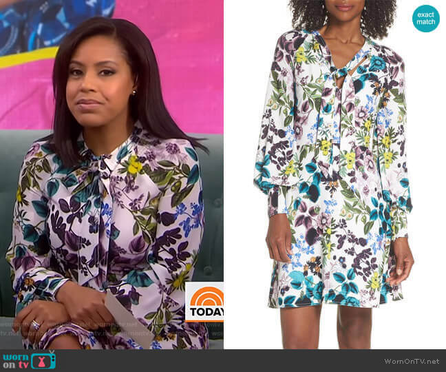 Eliza J Floral Tie Neck Dress worn by Sheinelle Jones on Today