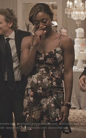 Daisey’s black belted floral dress on Madam Secretary