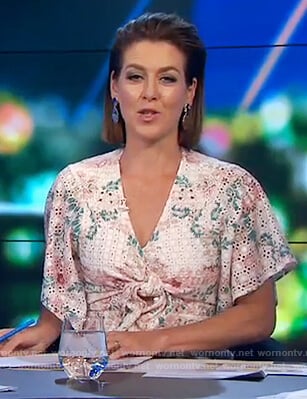 Gorgi’s white floral knotted dress on The Project