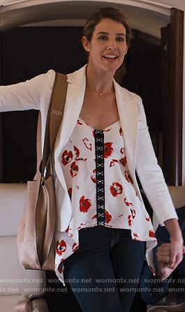Lisa’s floral print clasp embellished top on Friends from College