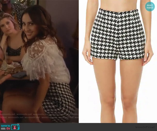 Forever 21 Houndstooth High-Waist Shorts worn by Ana Torres (Francia Raisa) on Grown-ish