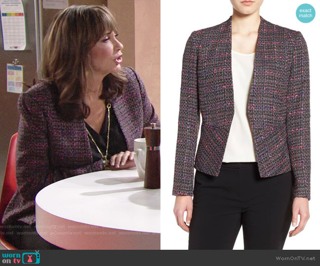 Halogen Structured Tweed Jacket worn by Jill Abbott (Jess Walton) on The Young and the Restless