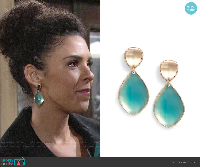 Halogen Painted Petal Double Drop Earrings worn by Kerry Johnson (Alice Hunter) on The Young and the Restless