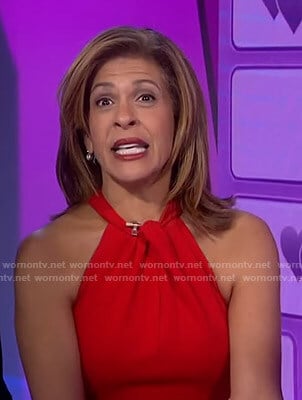Hoda’s red halter neck jumpsuit on Today