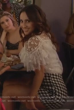 Ana’s houndstooth print shorts on Grown-ish