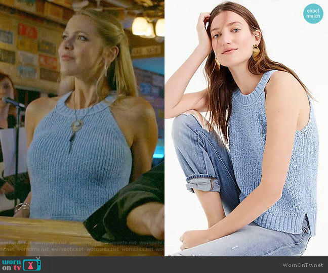 J. Crew Sweater Tank in Light Sky worn by Isobel Evans-Bracken (Lily Cowles) on Roswell New Mexico