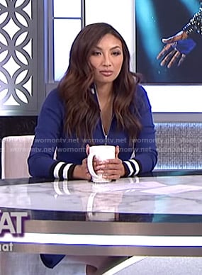 Jeannie’s blue striped zip front dress on The Real