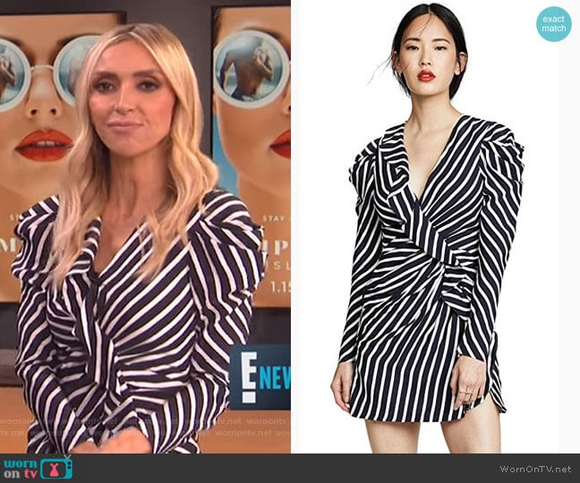 Jonathan Simkhai Stripe Ruffle Slit Dress worn by Giuliana Rancic on E! News