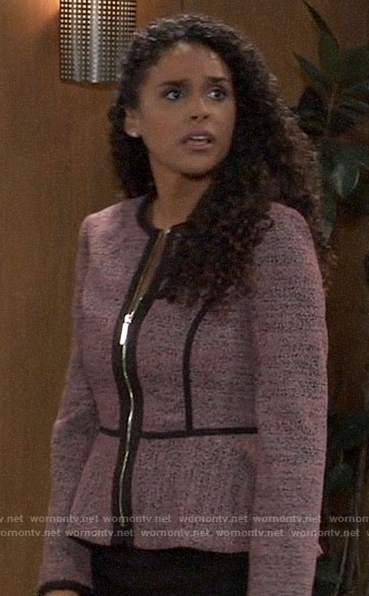 Jordan’s pink peplum jacket on General Hospital