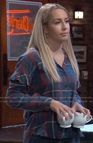 Josslyn’s plaid ruffled shirt on General Hospital