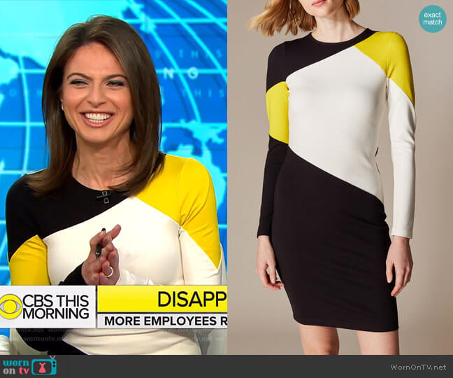 Karen Millen Colourblock Panelled Dress worn by Bianna Golodryga on CBS Mornings