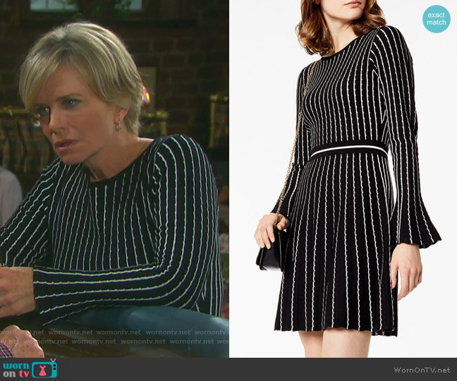 Karen Millen Pin-stripe Knit Dress worn by Kayla Brady (Mary Beth Evans) on Days of our Lives