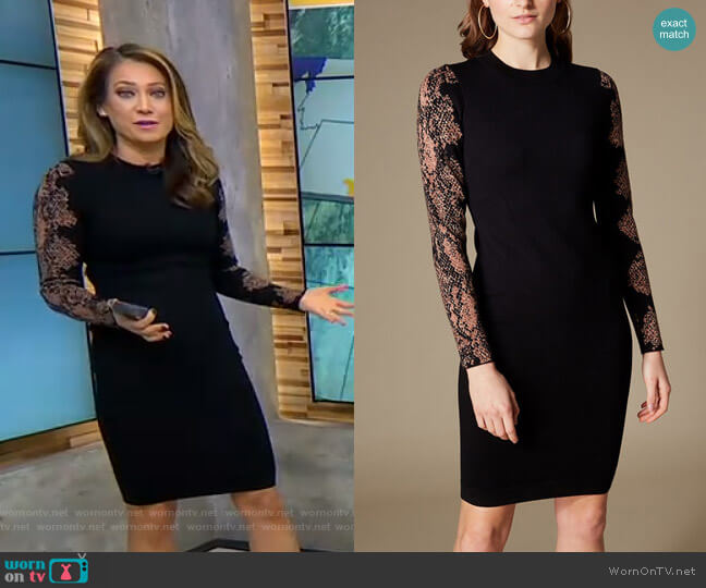 Karen Millen Snakeskin-Print Sleeve Dress worn by Ginger Zee on Good Morning America