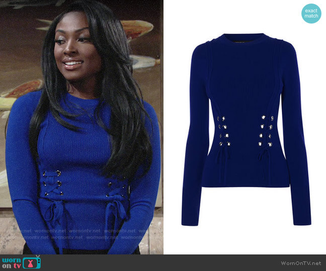 Karen Millen Corset Effect Jumper worn by Ana Hamilton (Loren Lott) on The Young and the Restless